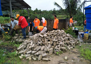 Construction of an outdoor lavatory for the Community