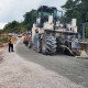 Cement stabilised pavement being laid at KM8.3 of the Miri-Marudi Road
